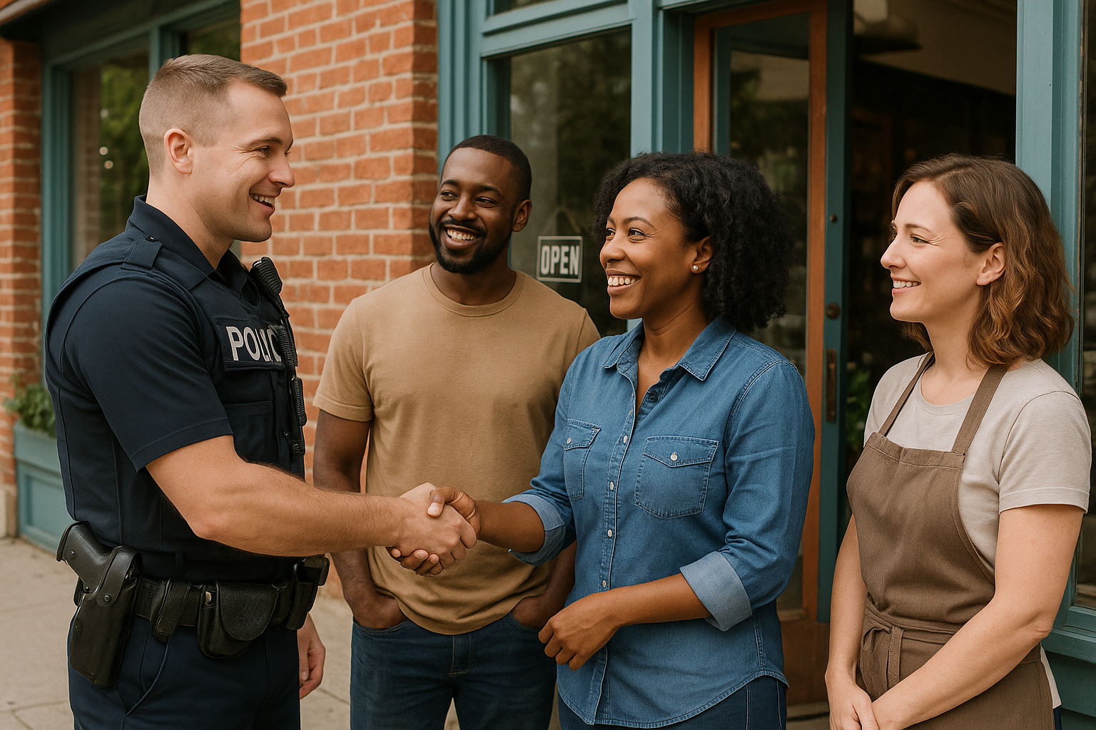 Officer interacting with community members